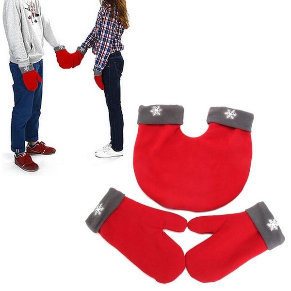 

fingerless gloves 3pcs/set couple polar fleece lovers winter thicken warm glove 3 color sweethearts christmas gift romantic couples mittens, Blue;gray