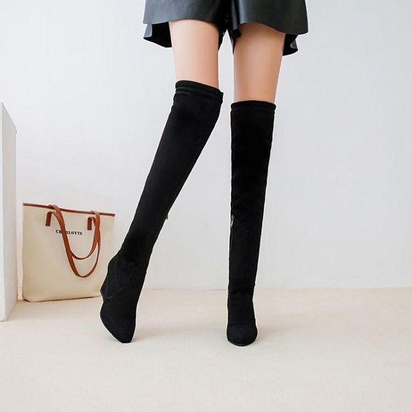 

boots oversized 11-13 thigh high knee over the women ladies boots shoes woman winter, Black
