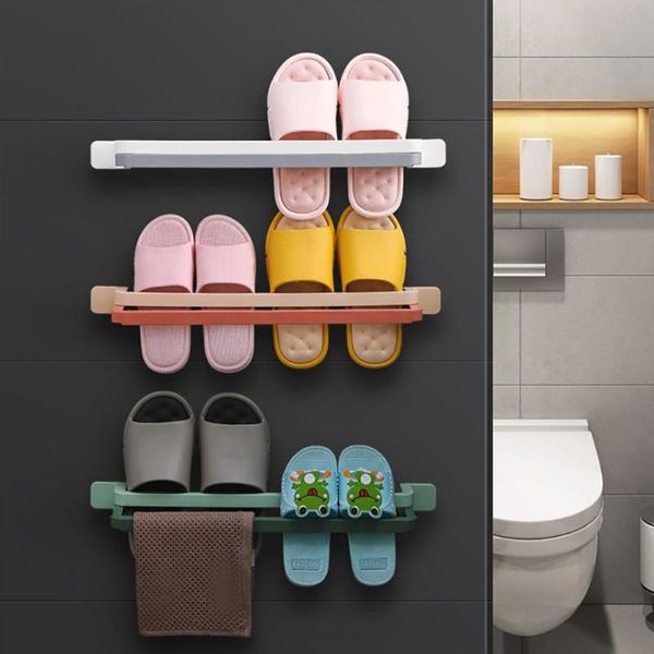 

towel racks 1pcs hanging bar hook self-adhesive wall-mounted support shoe rack holder hanger bathroom