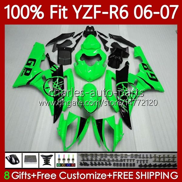 OEM Body Kit для Yamaha YZF R 6 600 CC YZF600 YZF-R6 2006 2007 MOTO CUDLOWORK 98NO.110 YZF R6 YZF-600 2006-2007 Light Green 600CC YZFR6 06 07 Формация инъекций на 100%