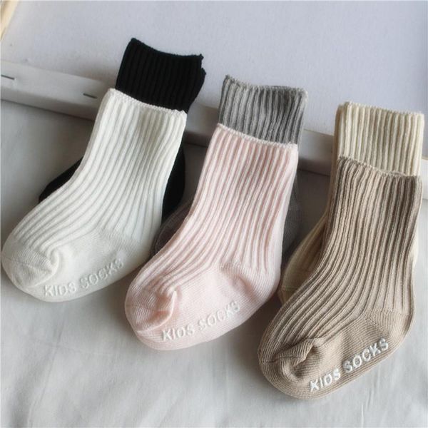 

spring ribbed baby socks knit soft born toddler infant kids girls boys non slip 0~4 year fashion, Pink;yellow