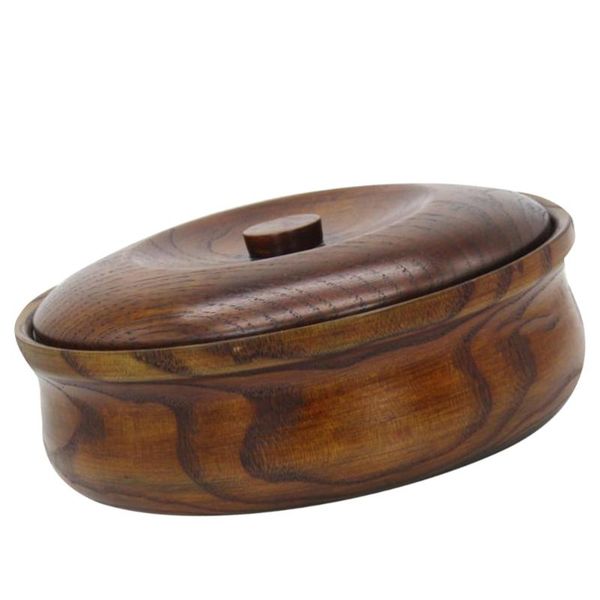 

wooden fruits bowl holder with the cover simple retro for home store (15-16x7.2cm coffee) bowls