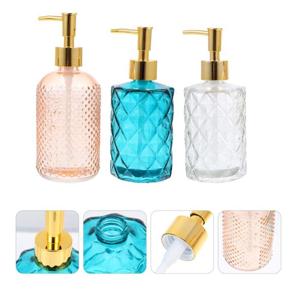 

storage bottles & jars 3pcs empty lotion pump glass press shampoo bottle
