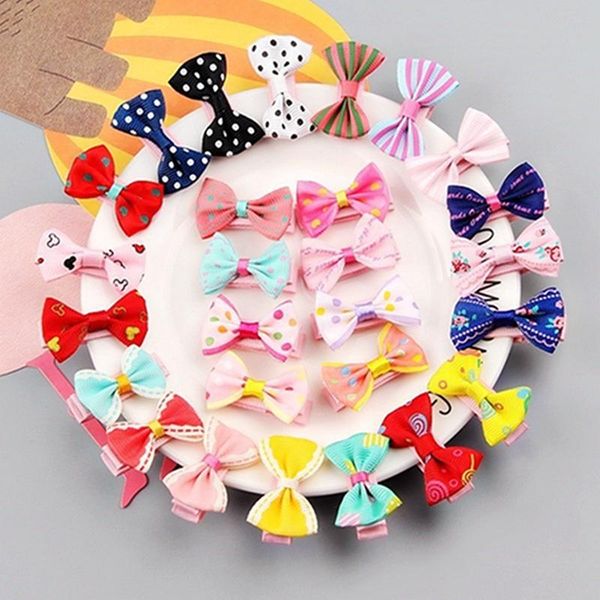 

hair accessories 50pcs pack bowknot clip mixed color kids baby children bow hairpin ornament for girls, Slivery;white