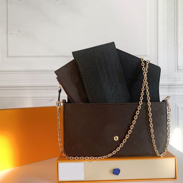 

women messenger bag felicie purse handbag shoulder original box a three-piece with serial number date code flower grid checkers m61276