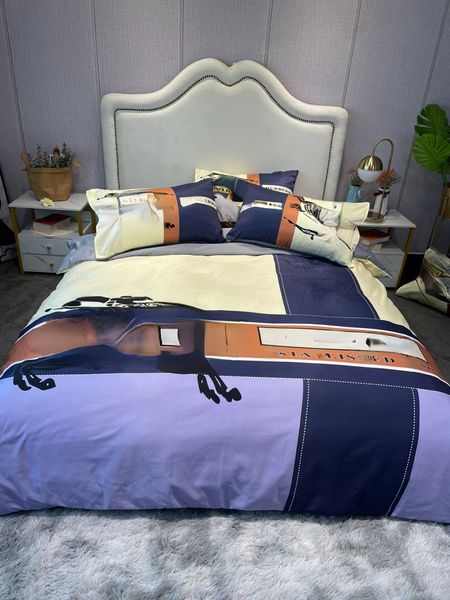 Conjuntos de cama de cobertura de edredão de impressão clássico 4 pcs lençóis de cama fronha Cavalo de luxo com b logotipo