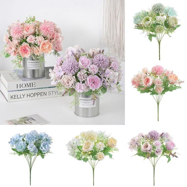 

decorative flowers & wreaths 32cm silk peony artificial fake flower bunch bouquet 7 heads for home interior decoration wedding garden decor