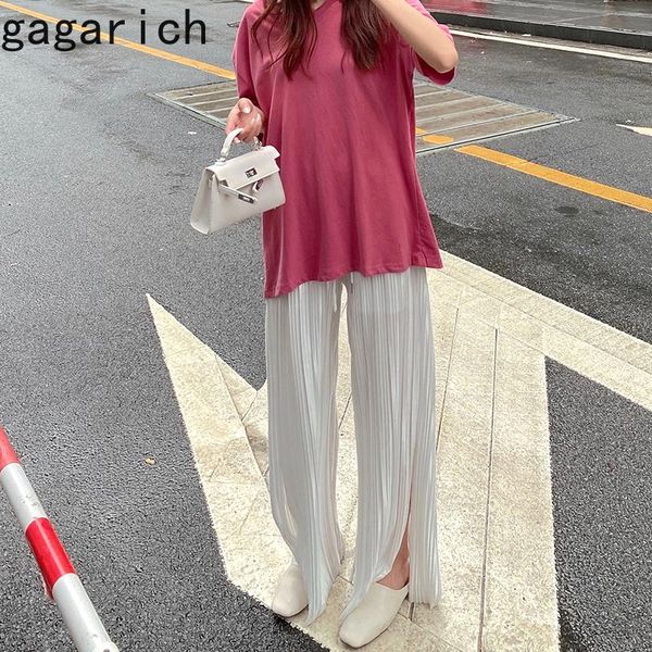

women's pants & capris gagarich women wide leg korean style loose drawstring fashion female harajuku solid elastic waist trousers, Black;white