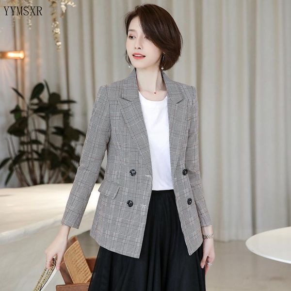 

women's suits & blazers casual suit coat fall winter fashion plaid slim plus size lady jacket blazer female 2021, White;black