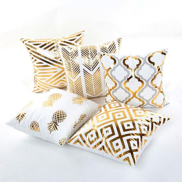 

cushion/decorative pillow 45*45cm bronzing pineapple blue pink cushion cover golden love geometric throw home sofa decor decorative pillowca