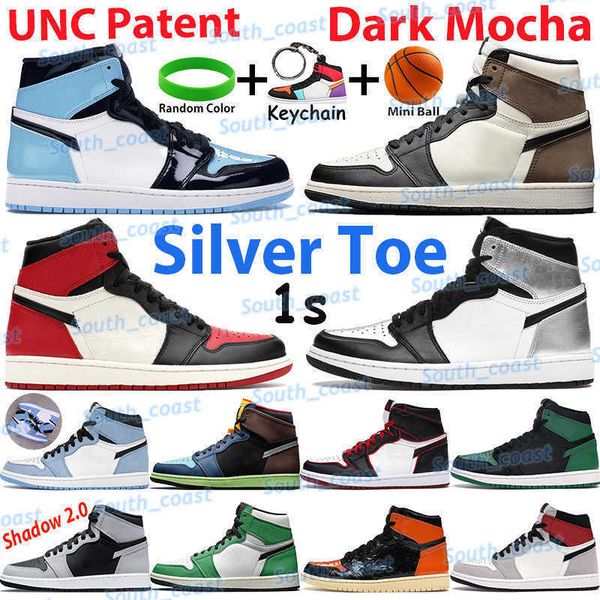 

2021 men basketball shoes silver toe high dark mocha 1 1s sneakers unc patent twist university blue shadow light smoke grey chicago