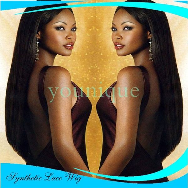 

fiber chemical front lace wig can be dyed and ironed, fashionable black