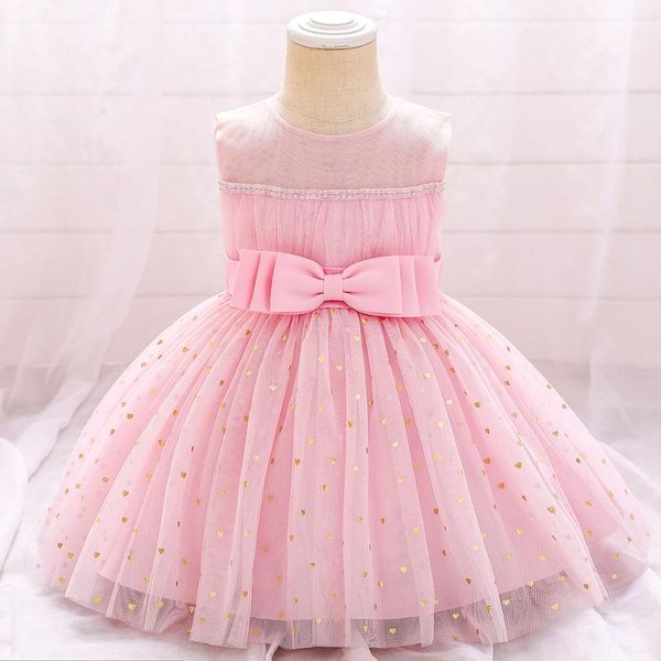 

girl's dresses 2021 todder baby girl summer clothes love sequin bow 1st year birthday party dress children christmas wedding, Red;yellow