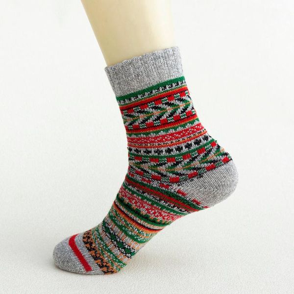 

women's leggings winter socks retro clan style knitted wool 5 pack soft warm cold knit for women men couple, Black