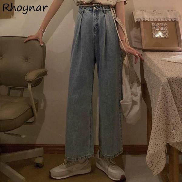 

women's jeans denim women simple patchwork elegant casual students high waist streetwear design vintage prevalent comfortable daily chi, Blue