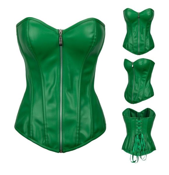 

bustiers & corsets s-xxl women strapless zipper steampunk corselet waist cincher leather corset body shapewear bustier overbust, Black;white