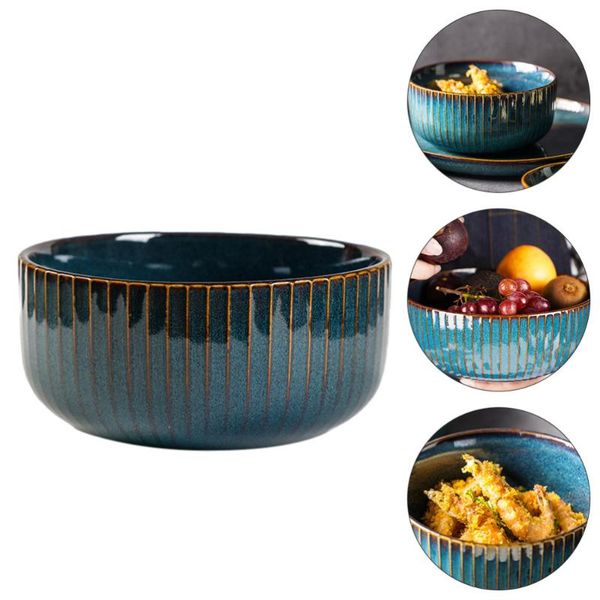 

bowls 1pc multipurpose ceramic salad bowl rice creative soup (dark blue)