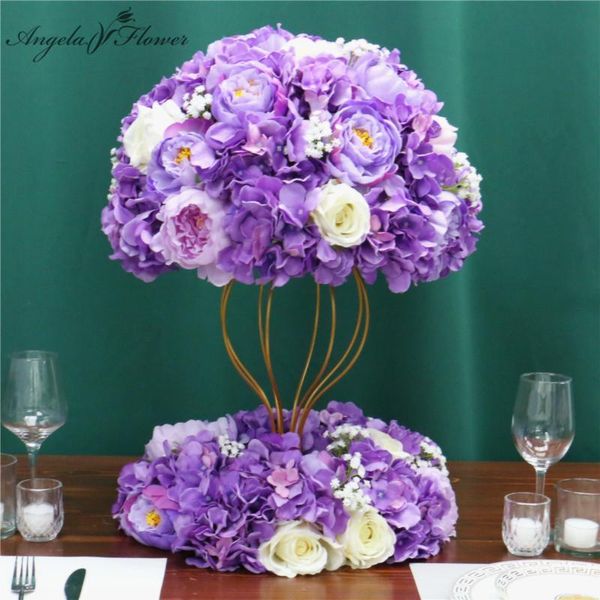 

decorative flowers & wreaths 1set baby breath gypsophila artificial fower ball 35cm table centerpieces+40cm wreath+flower stand decor for we
