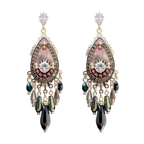

dangle & chandelier korean luxury rhinestone drop earrings for women fashion waterdrop crystal pendientes party jewelry, Silver