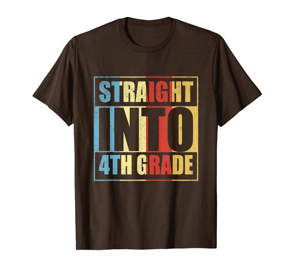 

straight into 4th grade first day of school gift t-shirt, White;black
