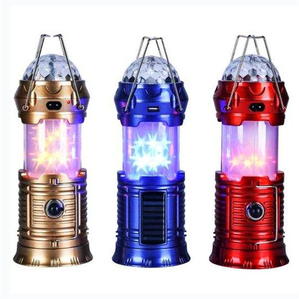 

portable lanterns camping lantern light solar rechargeable stage lamp colorful decoration for hiking tent