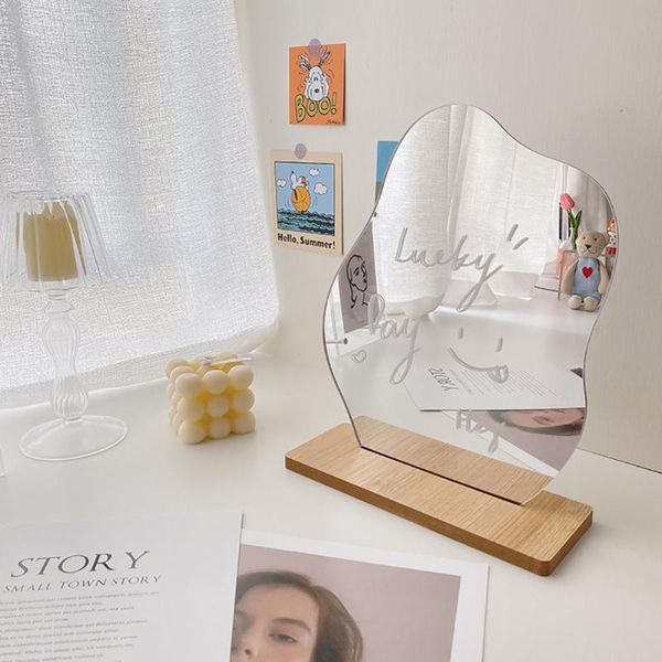

mirrors acrylic makeup mirror with wooden base stand irregular edge deskcosmetic