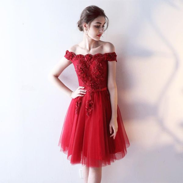 

party dresses evening 2021 stylish wine red dress off the shoulder stunning beading prom vestido de festa, White;black