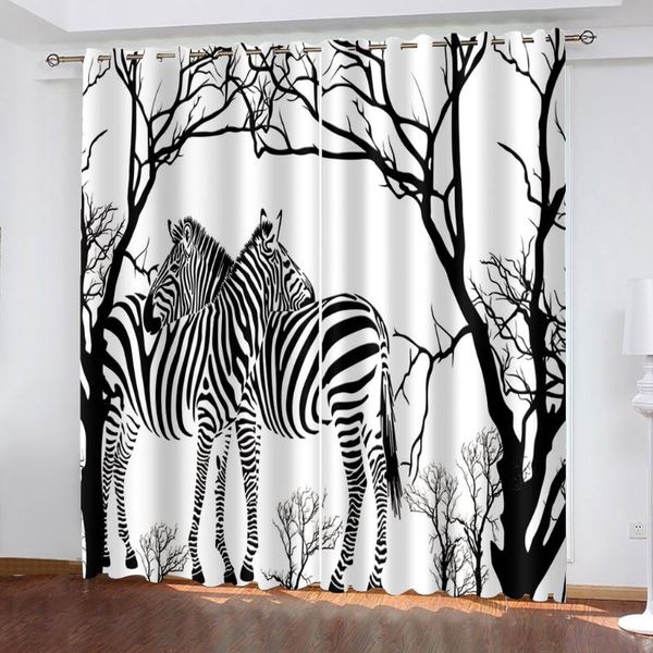 

beautiful po fashion customized 3d curtains black and white animal stereoscopic curtain & drapes