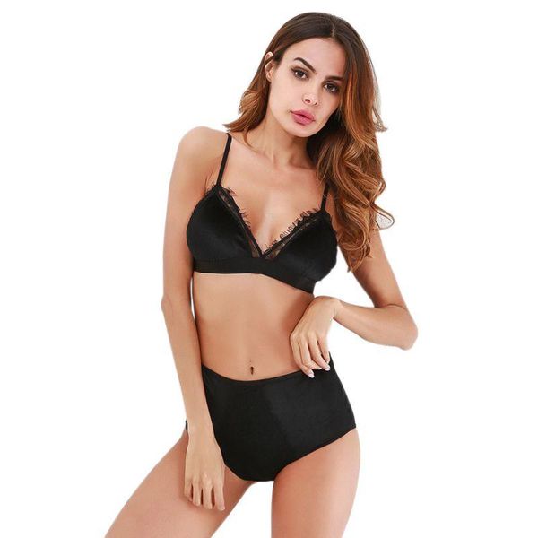

bras sets women push up lace ruffle underwear wire adjusted straps female bra and brief set, Red;black