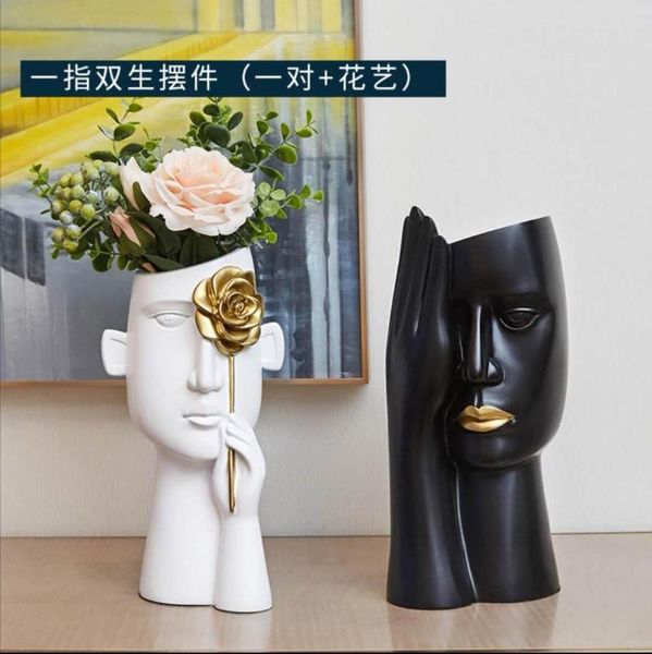 

vases modern china resin pretty face vase with flowers