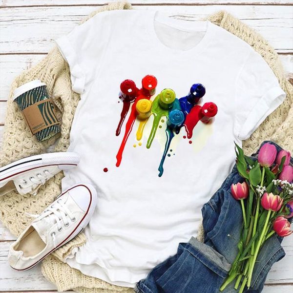 

and women graphic 3d splash men t shirts beauty short sleeve finger nail summer shirt lady womens clothes tee female, White;black