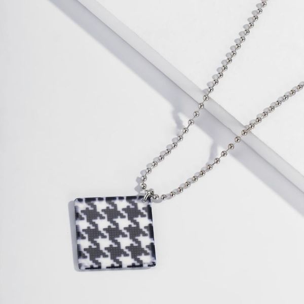 

ins lattice geometric metal chain pendant necklace fashion jewelry classic necklaces for women minimalist chunky thick, Silver