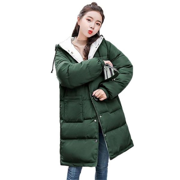 

women's trench coats fashion long down jacket women parka winter hooded double-sided wear warm cotton coat plus size casual ladies, Tan;black