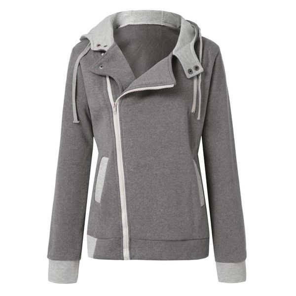 

women's hoodies & sweatshirts 40# solid zipper hooded sweatshirt women slim fit long sleeve winter outwear pockets korean style, Black
