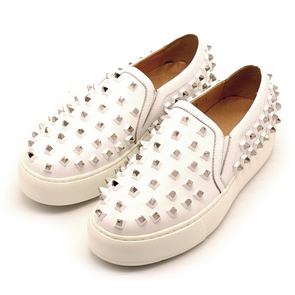 

handmade rivets loafers white platform shoe cow leather men dress shoes, Black