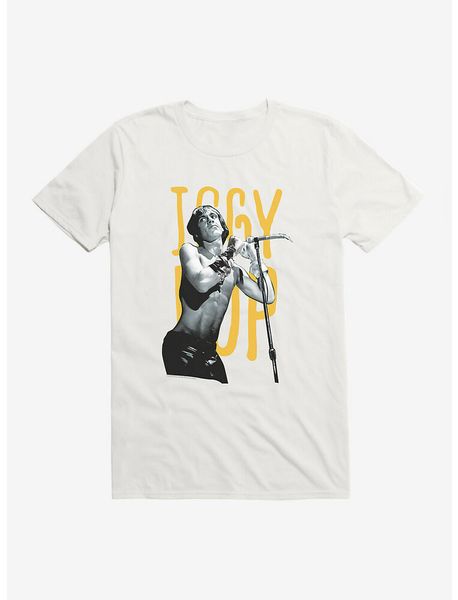 

iggy pop singing t-shirt, White;black
