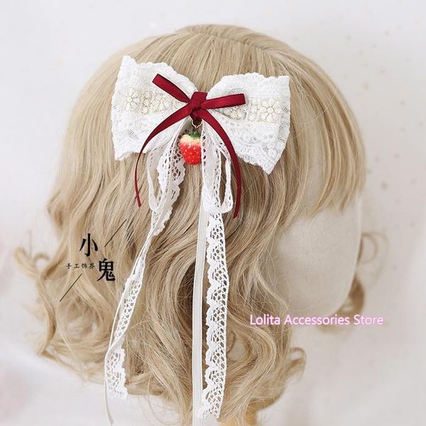 

party masks sweet elegant lolita strawberry pendant lace hairpin soft girl japanese style hair clip daily small things side headdress