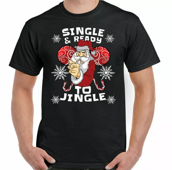 

christmas t-shirt single and ready to clinking mens funny ugly top, White;black