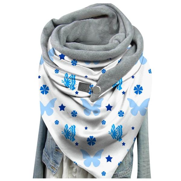 

scarves fashion women cute cat print scarf hijabs female lady retro multi-purpose shawl button femme wraps foulard bufand, Blue;gray