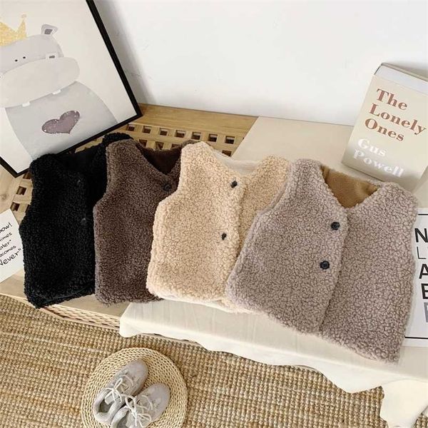 

winter clothes korean girl lamb wool thickened warm vest children baby foreign style 211203, Camo