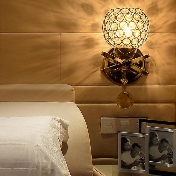 

wall lamp modern style home lighting living room luxury crystal lampshade pendant light holder e14 socket (no bulb included