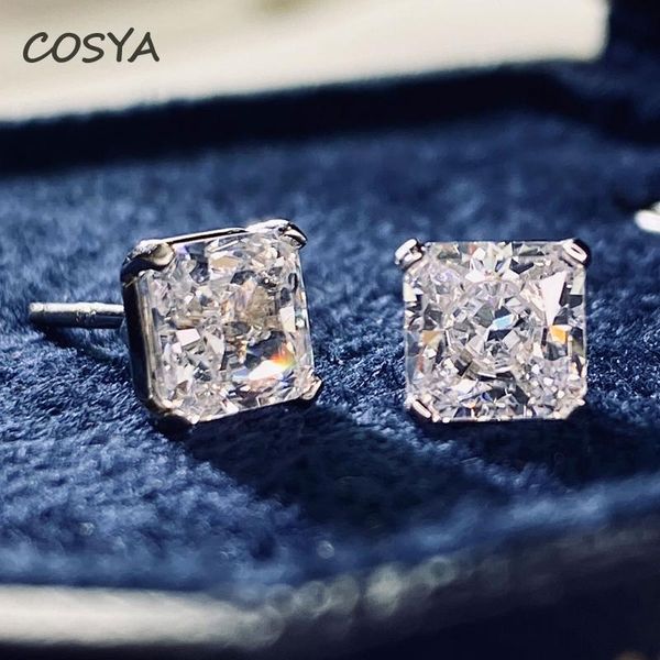 

dangle & chandelier cosya 100% 925 sterling silver geometric square high carbon diamond fashion all-match for women earrings fine jewelry gi