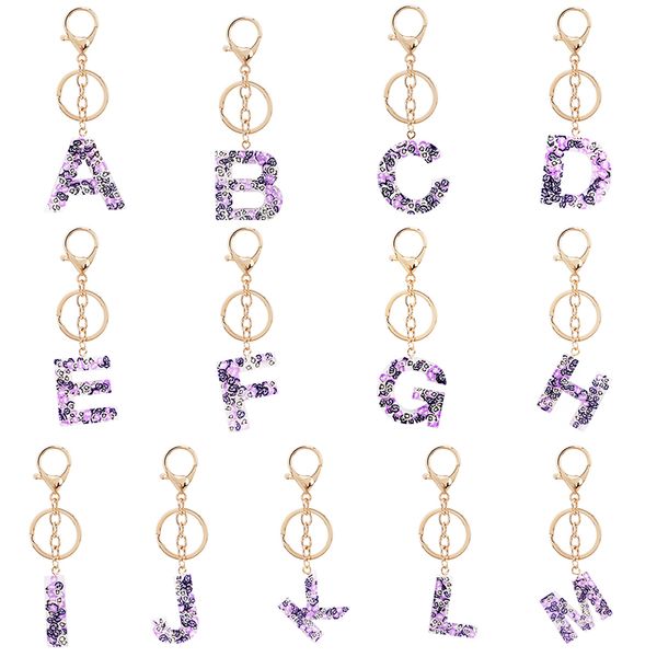 

cute 26 initials letter pendant keychains acrylic a to z key rings glitter car key chains charm bag luxury party gift, Slivery;golden