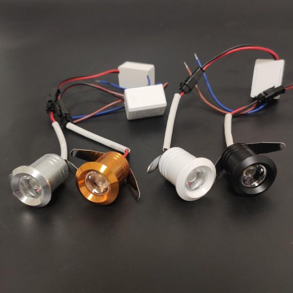 

10pcs/lot 1w led light mini downlight 28mm 110-220v with driver ceiling recessed cabinet spot lamp jewelry display aluminum body spotlights