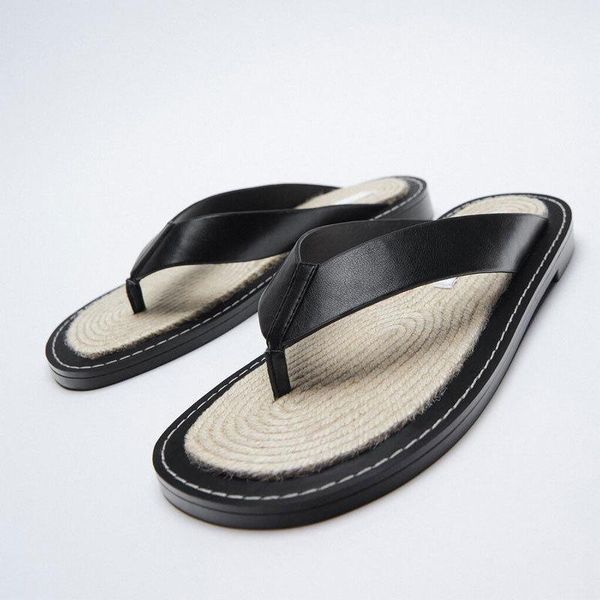 

slippers low rubber flip flops hawaiian hoof heels sewing fabric pu, Black