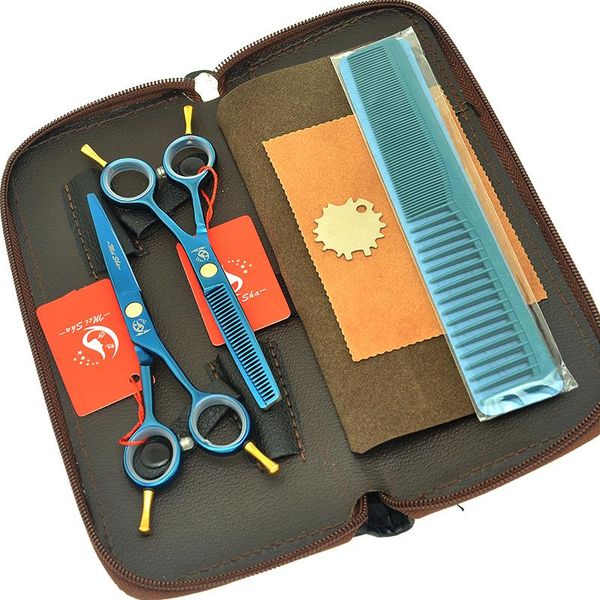 

hair scissors 5.5" professional hairdressers cutting thinning tesouras japan steel salon barbers shears with leather bags a0003a
