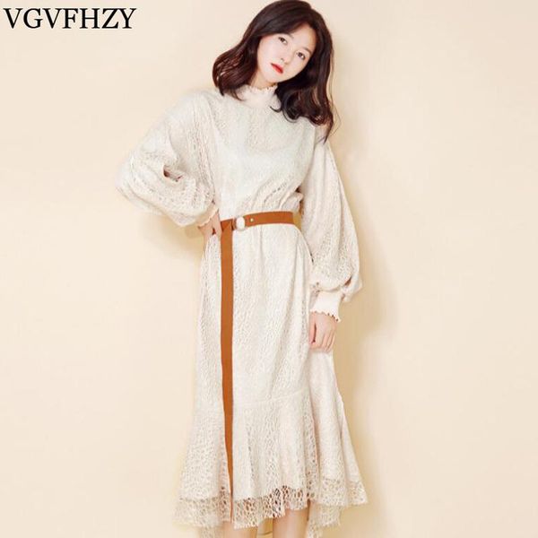 

casual dresses women vintage dress autumn winter long sleeve robe female party vestidos fashion lace slim, Black;gray