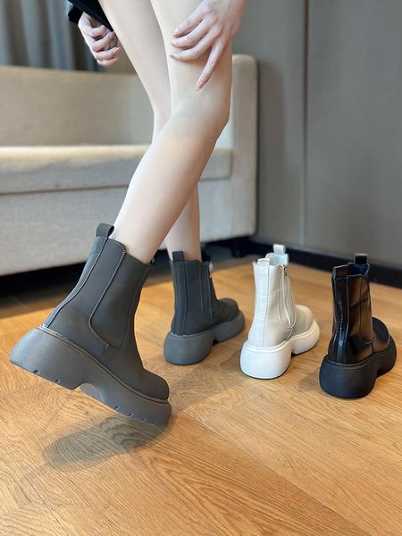 

dress shoes women leather thick high heels ankle boots punk platforms warm autumn winter party woman short, Black