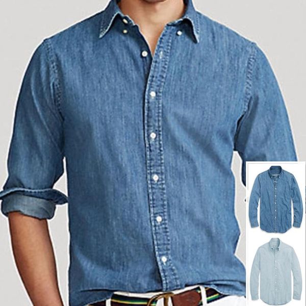 

men's casual shirts autumn streetwear men small horse quality 100cotton denim jeans camisa masculina long sleeve social hombre chemises, White;black