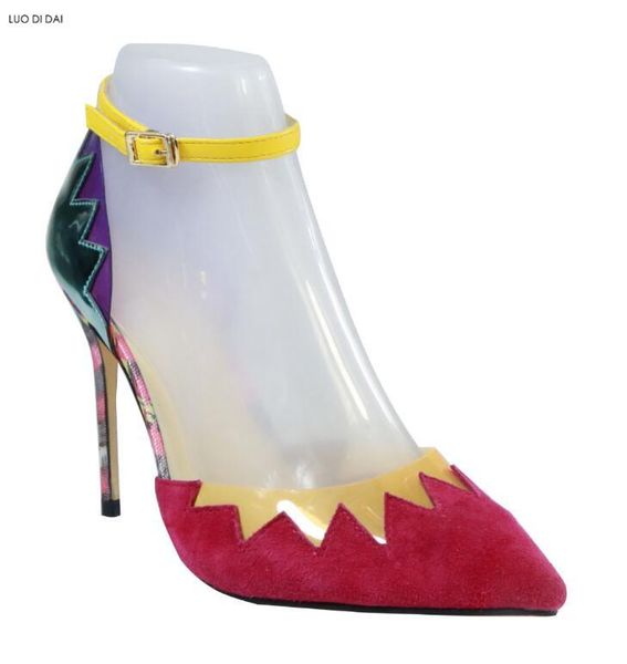 

women mix color high heels thin heel colorful print pumps party shoes ankle strap dress wedding, Black
